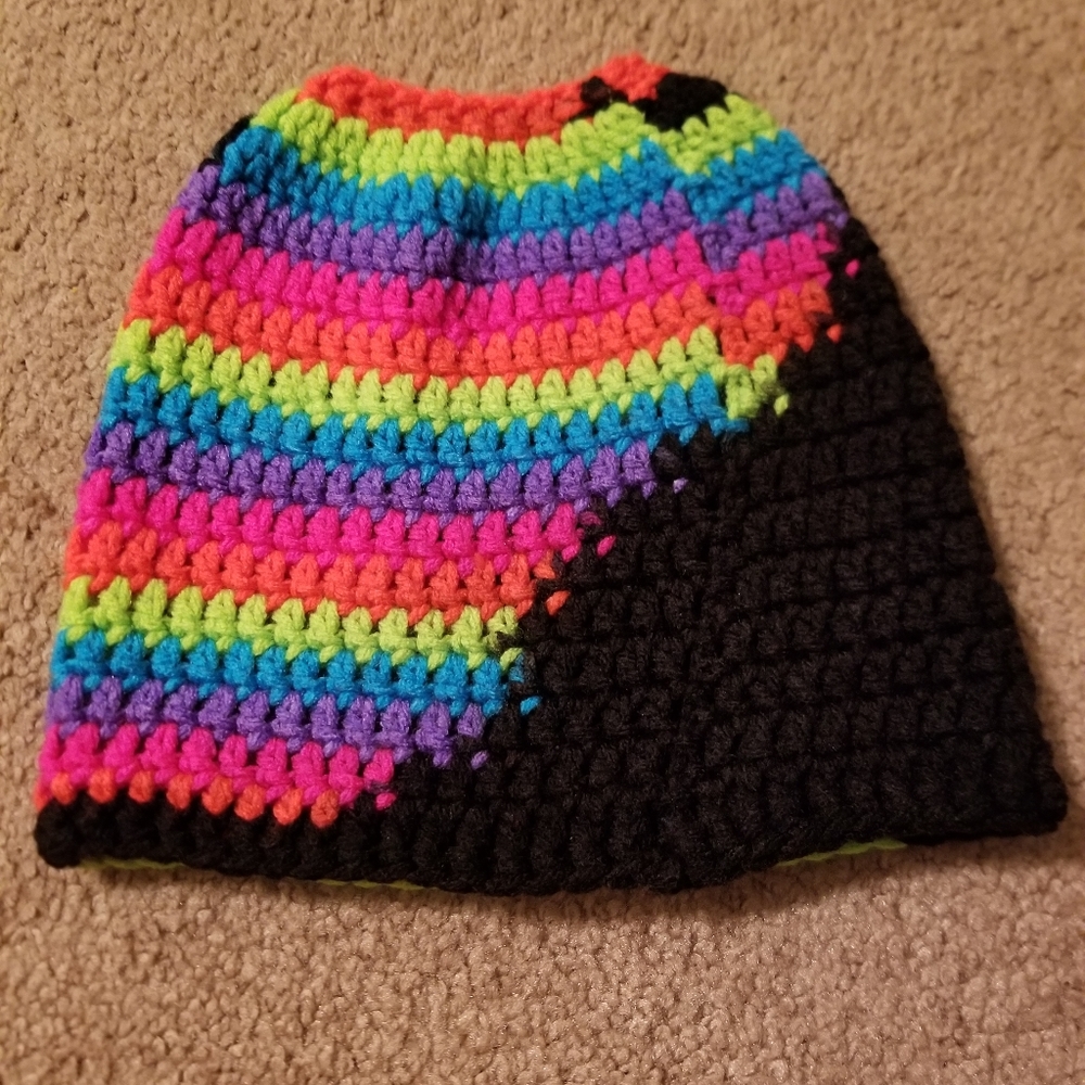 Handmade crochet bun hat